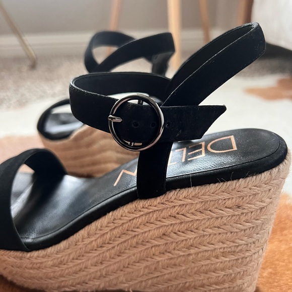 Deltan Everly (Black) Espadrille Wedge Sandals - 7.5 Like New - Picture 10 of 11